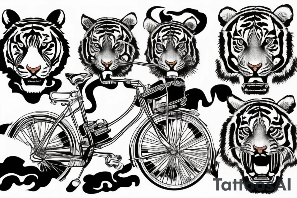 a tiger riding a bicycle tattoo idea
