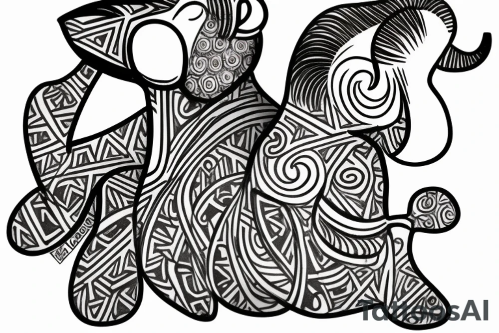 a Proboscis Monkey wearing a tuexedo and a cilinder hat tattoo idea