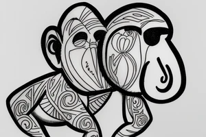 a Proboscis Monkey wearing a tuexedo and a cilinder hat tattoo idea