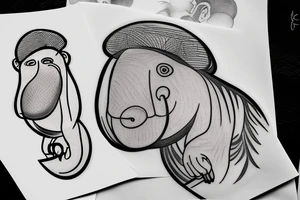 a Proboscis Monkey wearing a tuexedo and a cilinder hat tattoo idea
