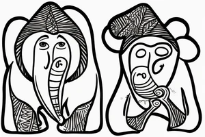 a Proboscis Monkey wearing a tuexedo and a cilinder hat tattoo idea
