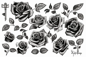 Rose and key tattoo idea