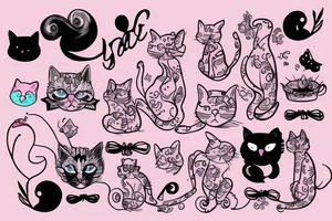 Pink cat tattoo idea