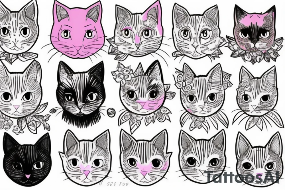 Pink cat tattoo idea