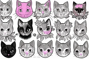 Pink cat tattoo idea