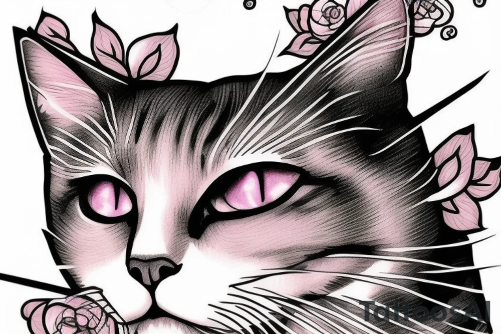 Pink cat tattoo idea
