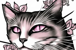 Pink cat tattoo idea