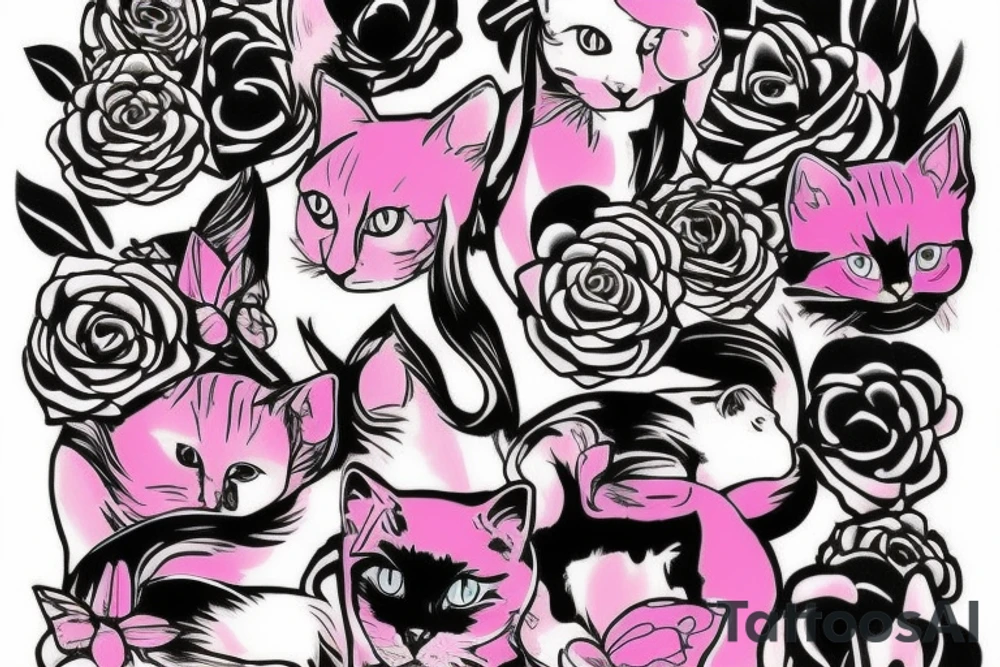 Pink cat tattoo idea