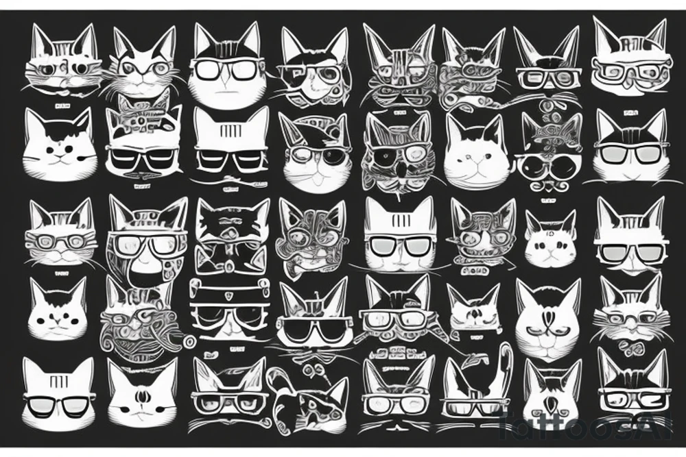 cat with cyberpunk glasses tattoo idea