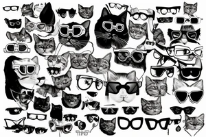 cat with cyberpunk glasses tattoo idea