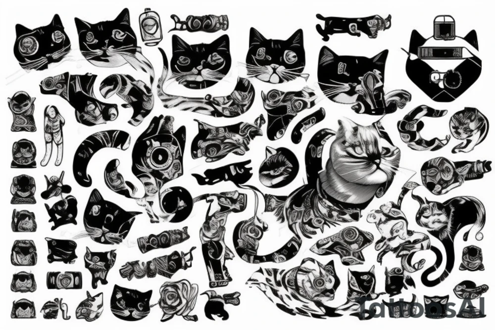 cat with cyberpunk tattoo idea