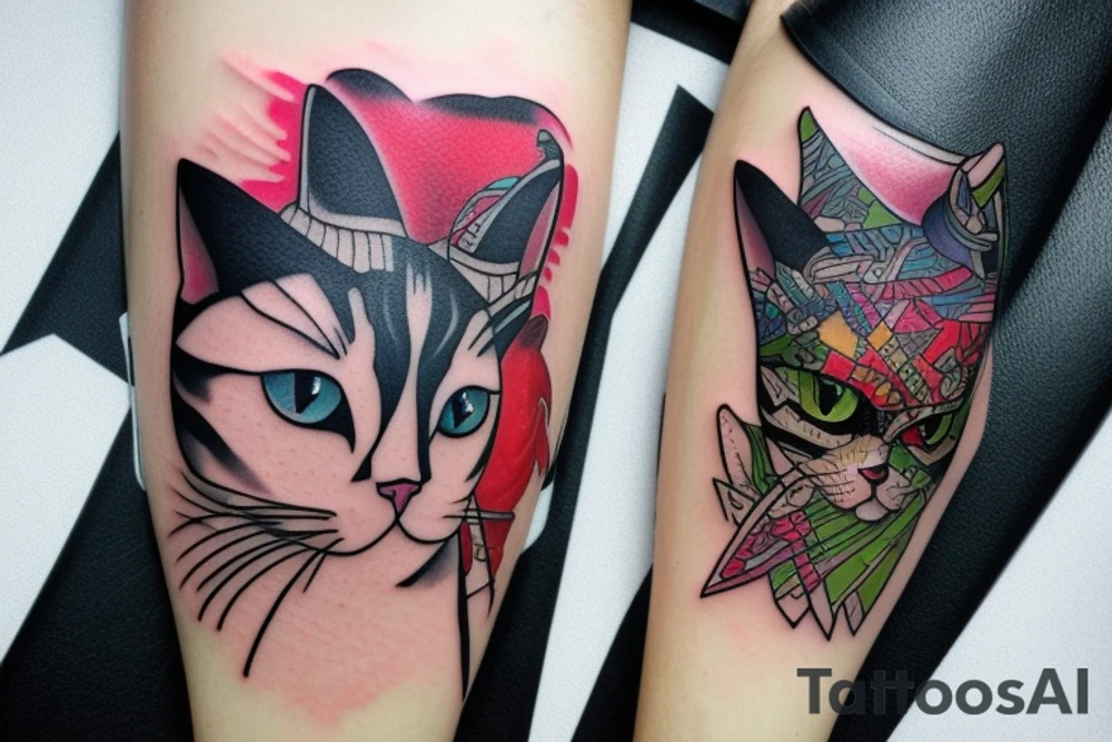 cat with cyberpunk tattoo idea