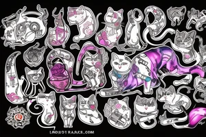 cat with cyberpunk tattoo idea