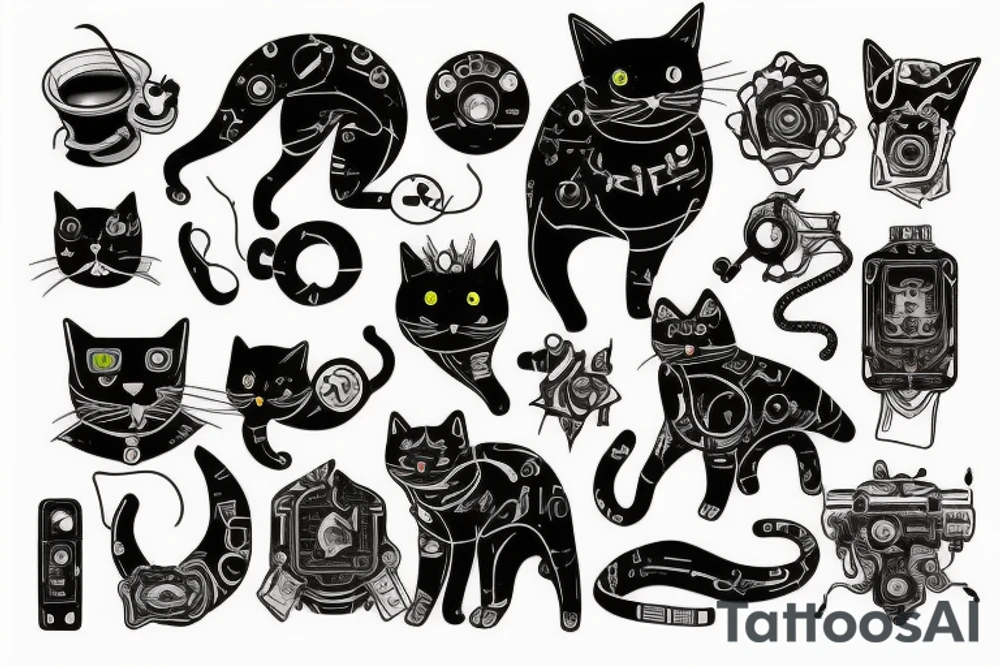cat with cyberpunk tattoo idea