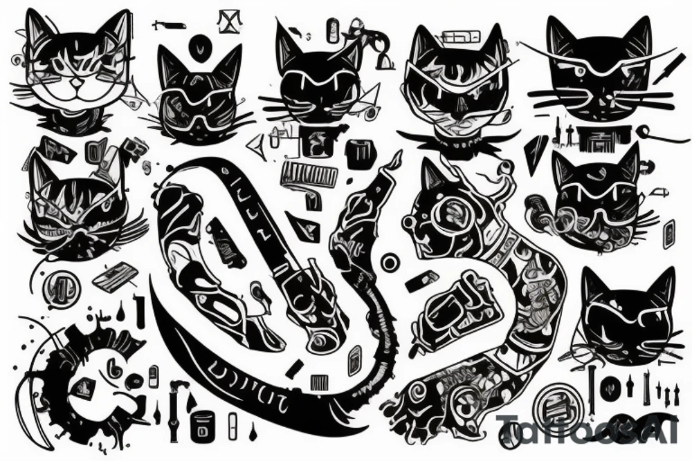 cat with cyberpunk tattoo idea