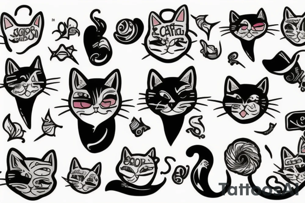 cat smokes tattoo idea