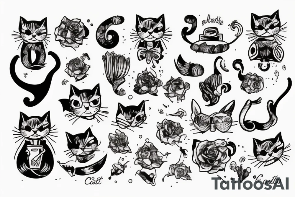 cat smokes tattoo idea
