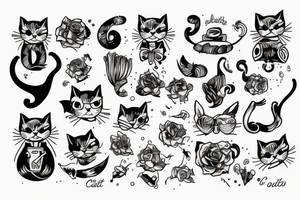cat smokes tattoo idea