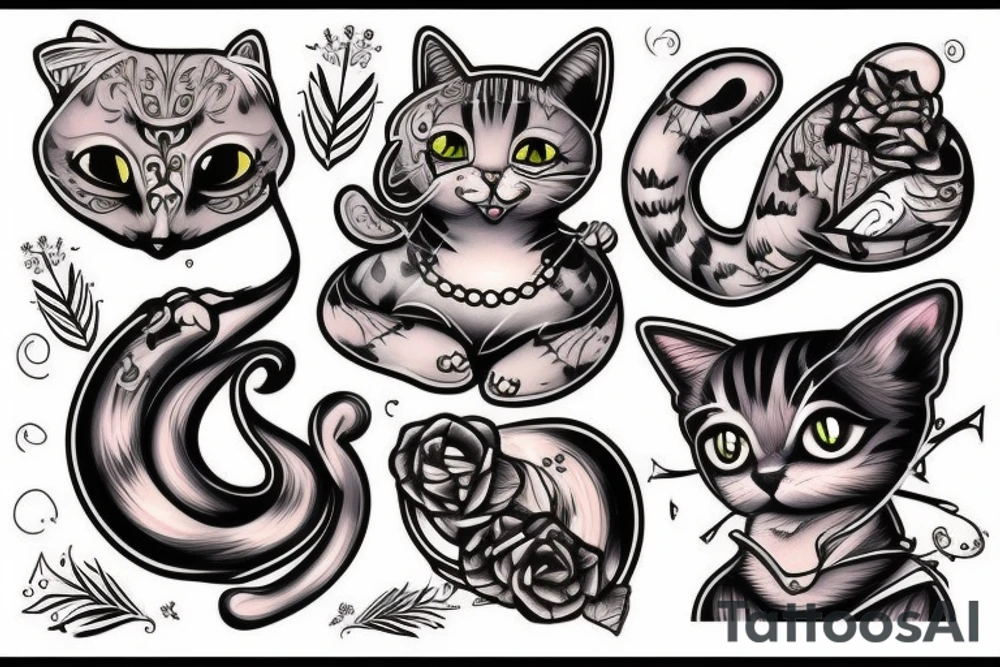 cat smokes tattoo idea