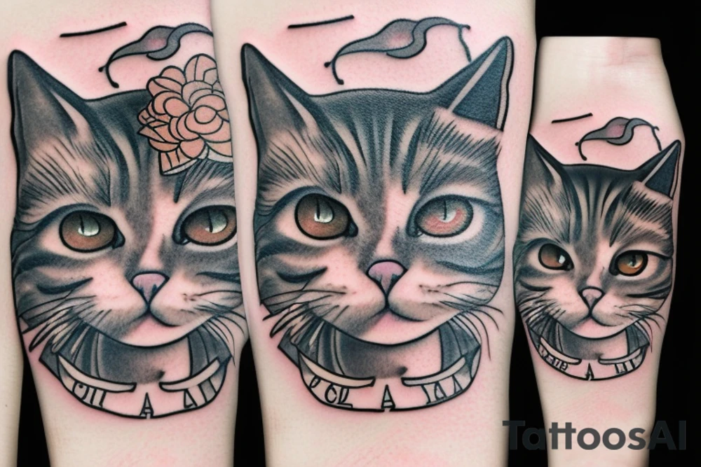 cat smokes tattoo idea