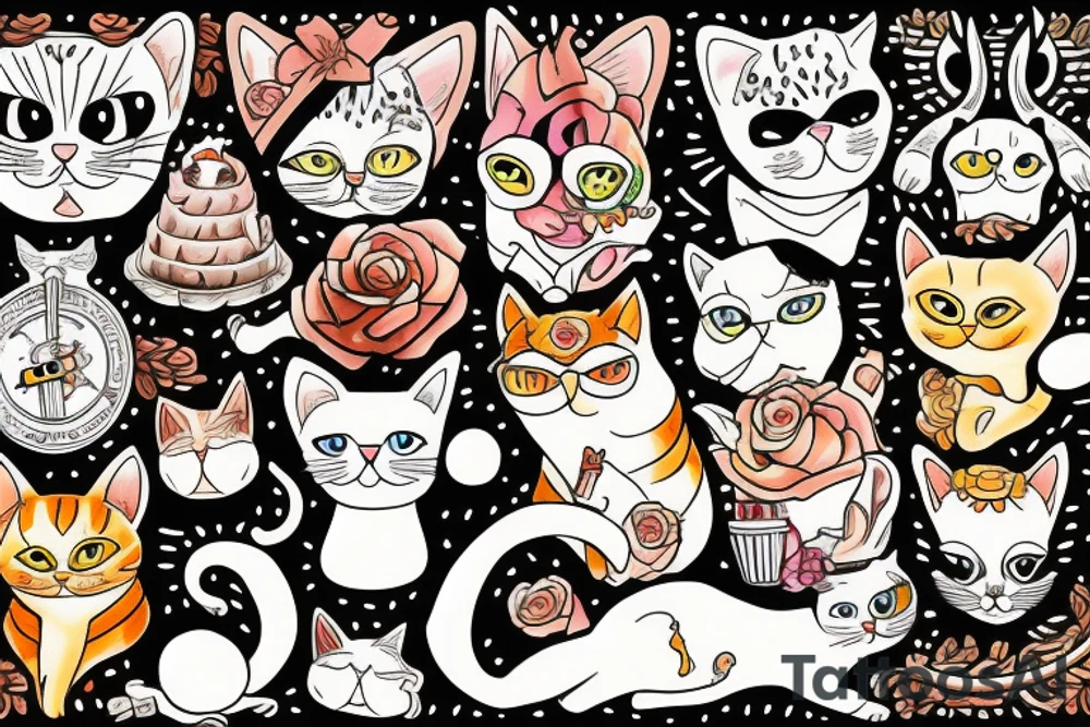 cat smokes tattoo idea