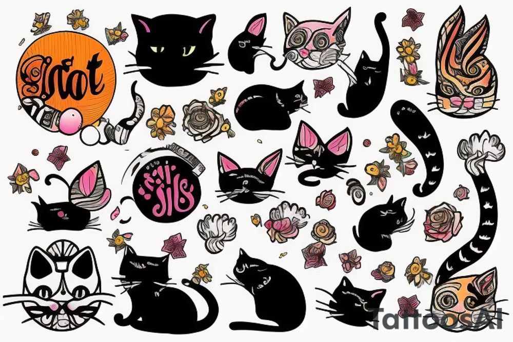 cat smokes tattoo idea