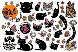 cat smokes tattoo idea