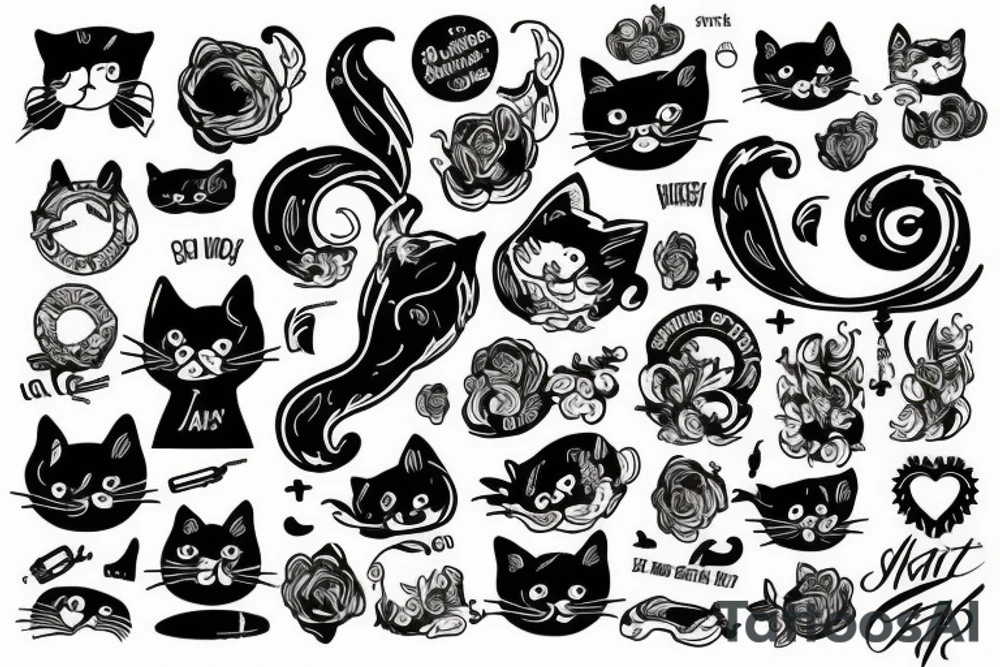 cat smokes tattoo idea