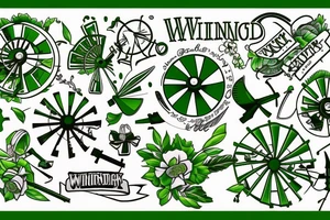 windmill on a green field tattoo idea
