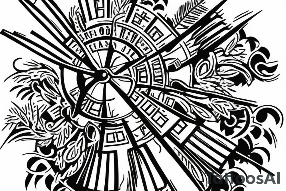 windmill on a green field tattoo idea