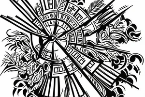 windmill on a green field tattoo idea