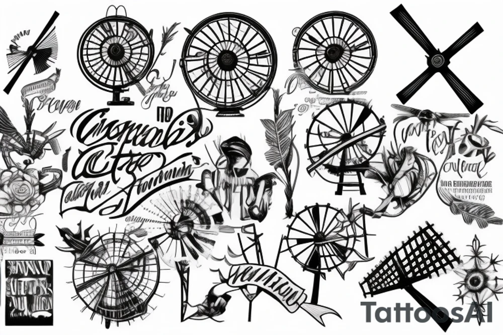 windmill on  field tattoo idea