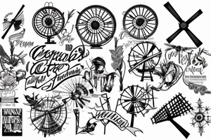 windmill on  field tattoo idea