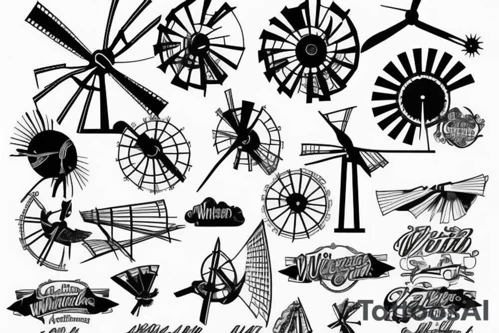 windmill on  field tattoo idea