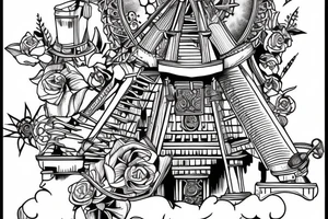 mill on the tower, stands on the field tattoo idea