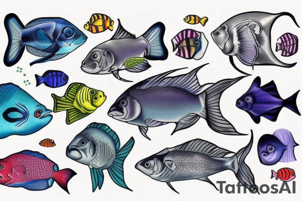 fish in an aquarium glass tattoo idea