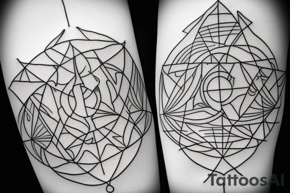 Hourglass with geometric measures tattoo idea