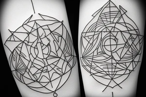 Hourglass with geometric measures tattoo idea