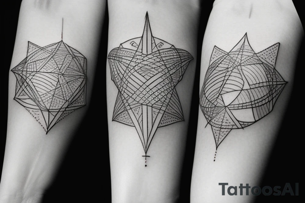 Hourglass with geometric measures tattoo idea