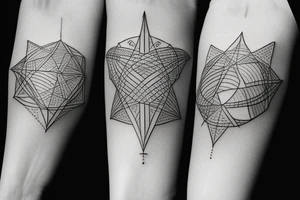 Hourglass with geometric measures tattoo idea