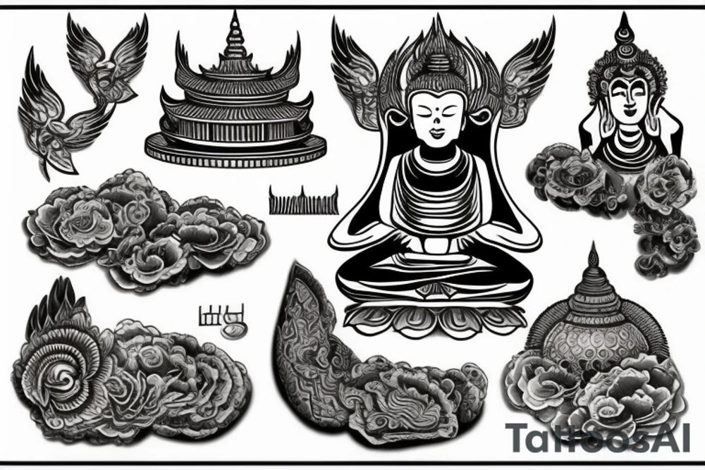 buddhist temple tattoo idea