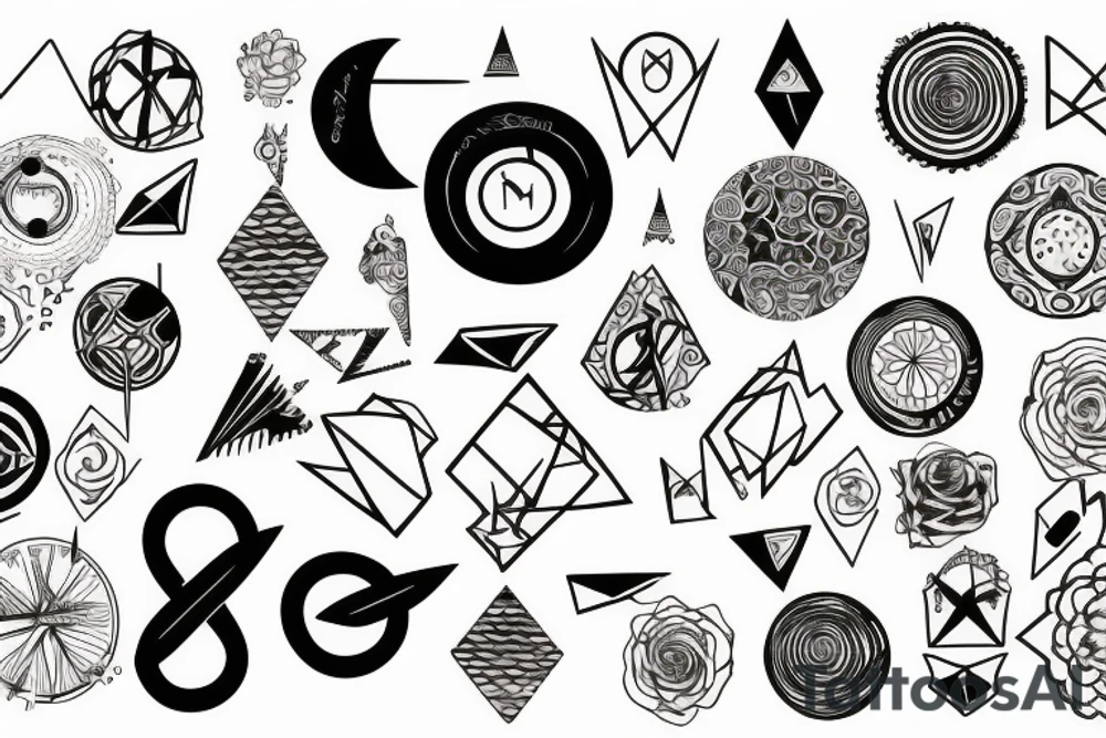 circle top attached to triangle bottom tattoo idea
