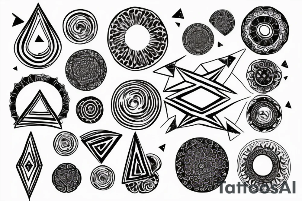 circle top attached to triangle bottom tattoo idea