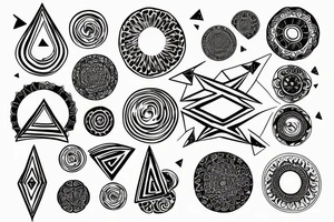circle top attached to triangle bottom tattoo idea