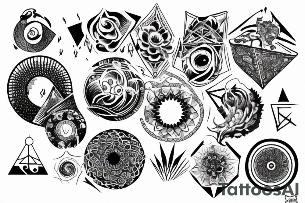 circle top attached to triangle bottom tattoo idea