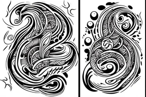 his and hers matching tattoos with ocean theme tattoo idea