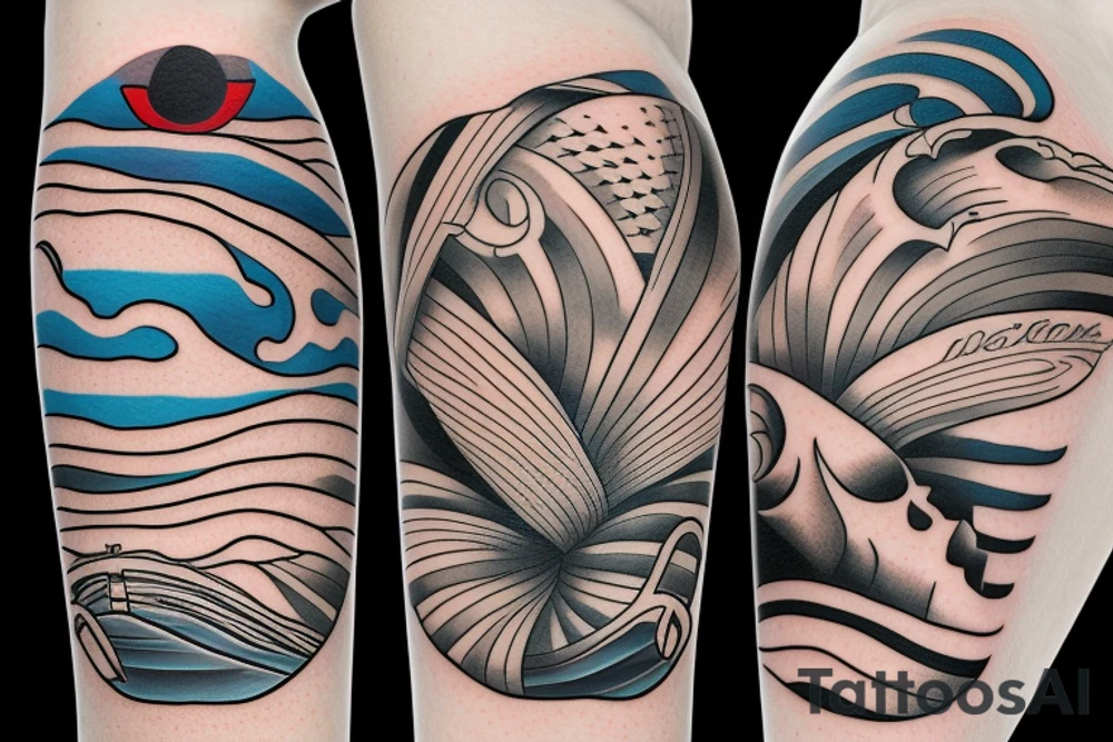 his and hers matching tattoo with beach theme tattoo idea