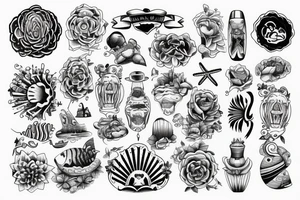 his and hers matching tattoo with beach theme tattoo idea