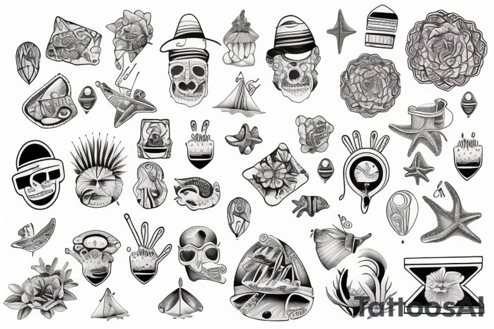 his and hers matching tattoo with beach theme tattoo idea