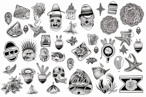 his and hers matching tattoo with beach theme tattoo idea